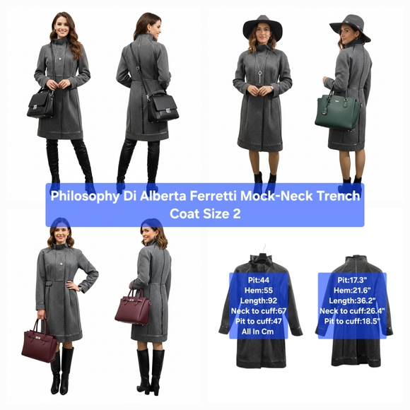 Philosophy di Alberta Ferretti Jackets & Blazers - Vintage Y2K Philosophy di Alberta Ferretti Mock-Neck Trench Coat Size 2